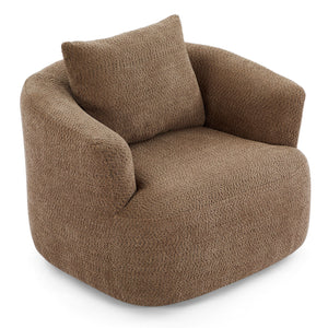 360° Swivel Barrel Sofa Chair With Throw Pillow, Upholstered Accent Chair