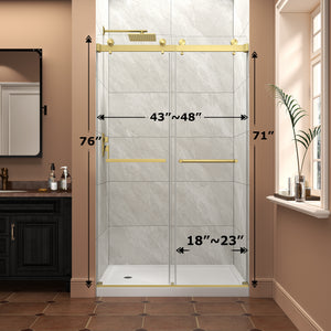 43"-48" W x 76" H Brushed Frameless Shower Door