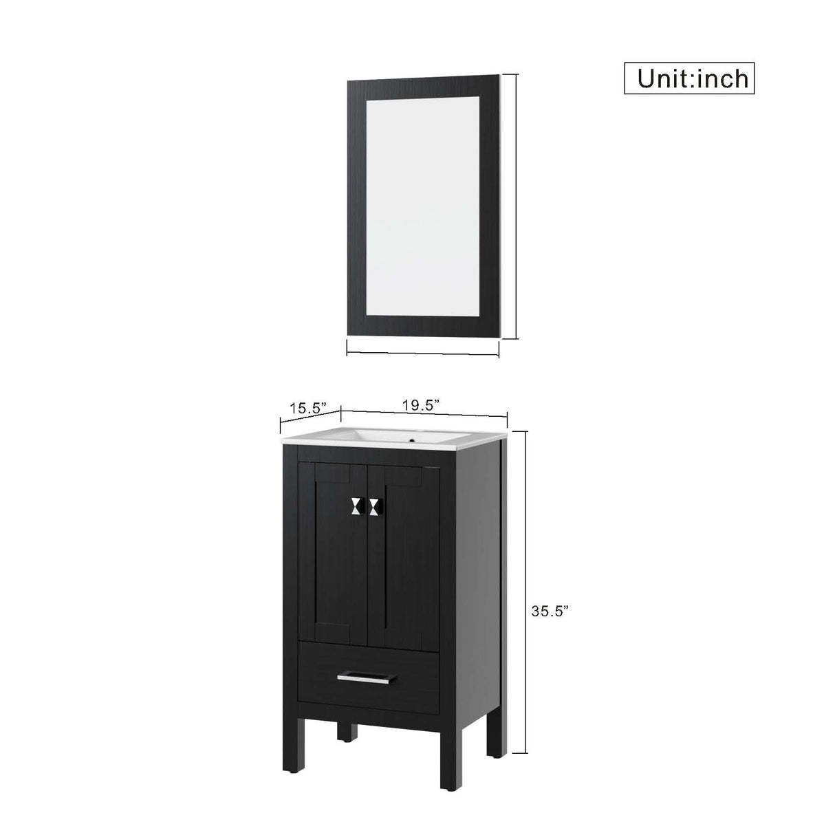 Goodyo Bathroom Vanity Sink Combo with Water-Grain Top - Black