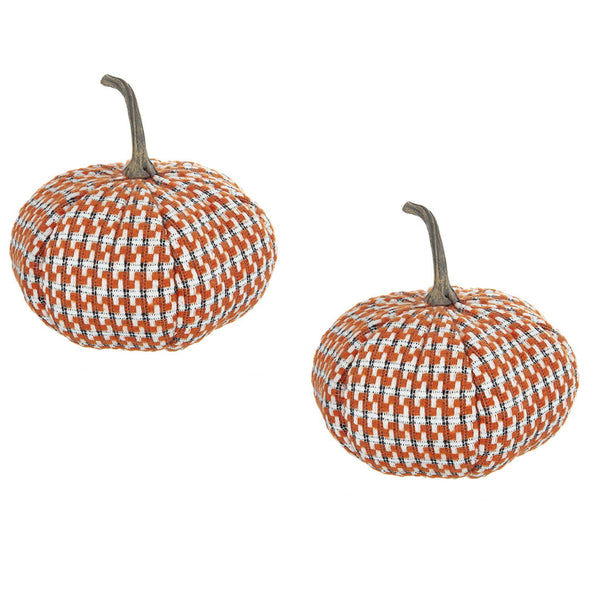 Pumpkin Ornament Decor For Holiday Harvest Festival Fall Festival & Thanksgiving (Set of 2) - Orange Multi