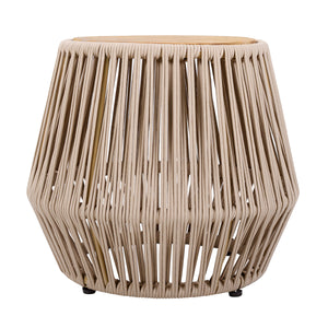 Acacia Wood Side Table with Beige Rope Base