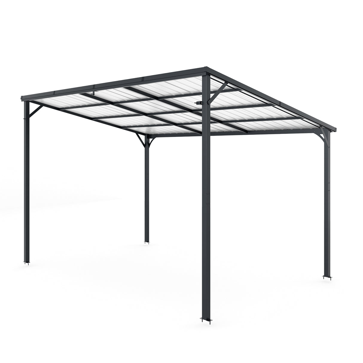 Outdoor Pergola 12' x 8' Galvanized Steel Lean-to Wall-Mounted