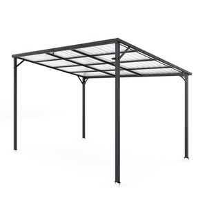 Outdoor Pergola 12' x 8' Galvanized Steel Lean-to Wall-Mounted