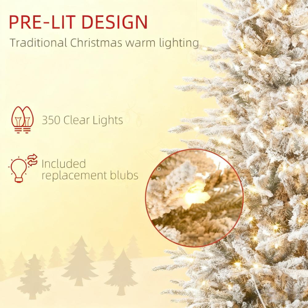 Christmas Trees with Snow Branches - Pre Lit Artificial Flocked
