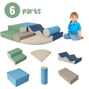 Soft Climb And Crawl Foam Playset 6 In 1, Soft Play Equipment Climb And Crawl Playground For Kids, Kids Crawling And Climbing Indoor Active Play Structure - Colorful