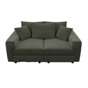 Convertible Deep Seat Sofa With Soft Pillows And Ottomans