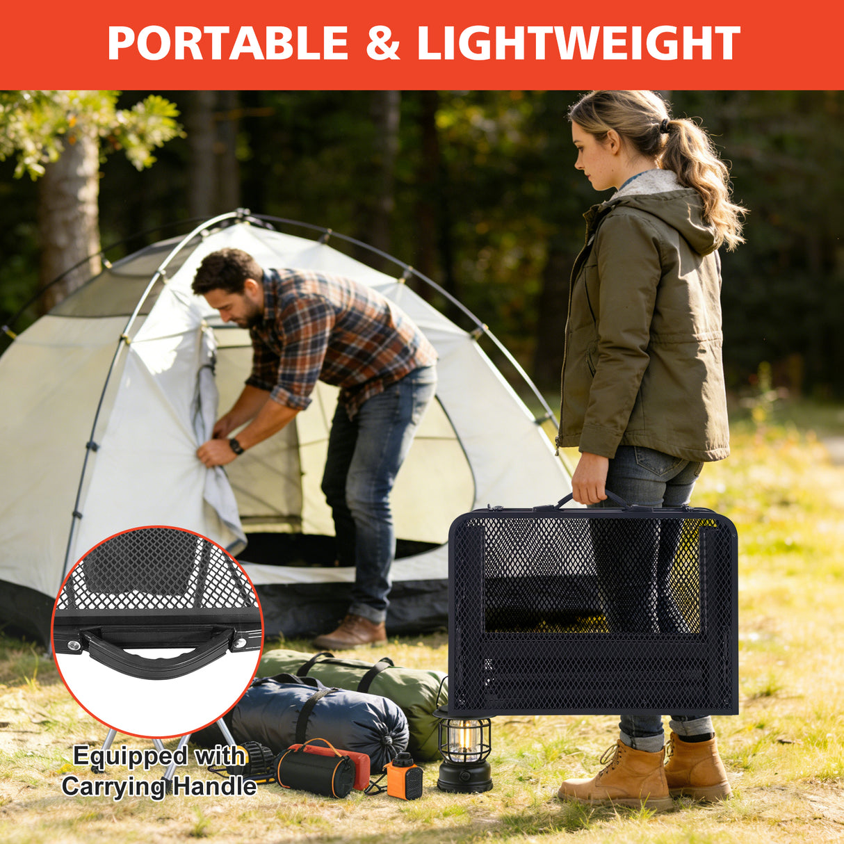 2FT Camping Table with Mesh Desktop, Lightweight & Portable