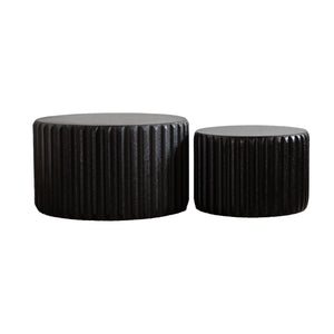 Black Scalloped Round Coffee Table Set