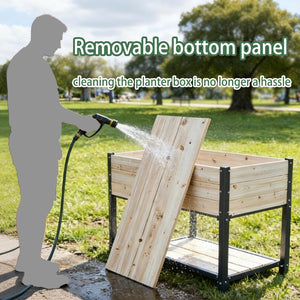 Solid Wood & Iron Frame Raised Garden Bed