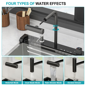 30" Single Bowl Kitchen Sink With Smart LED Faucet