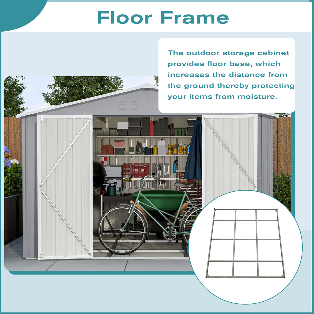 10 x 12 ft. Outdoor Storage Shed with Floor Frame Kit
