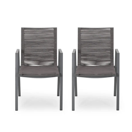 Outdoor Modern Aluminum Dining Chair Set With Rope Sea (Set of 2) - Best Buy Furniture