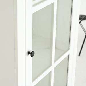 Retro Style Hutch Cabinet With Glass Door, China Cabinet For Home