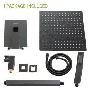 Dual Shower Head 16" Ceiling Mount Square Shower System With Rough In Valve