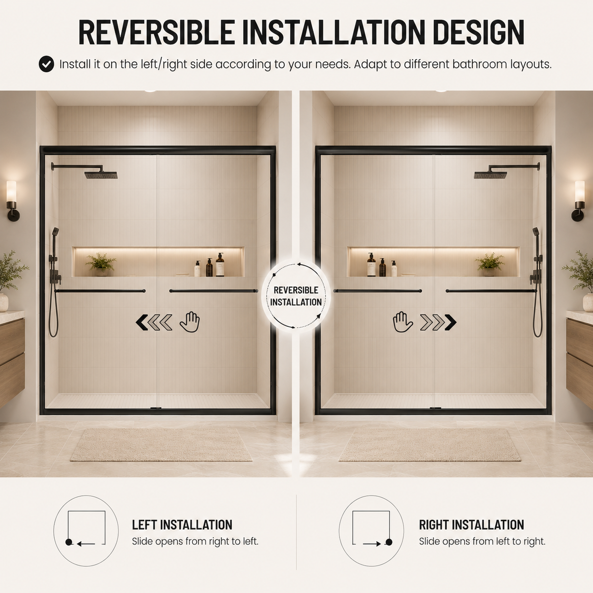44-48" W x 76" H Framed Double Sliding Shower Door