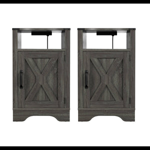 Farmhouse Nightstand, Charging Station & Storage