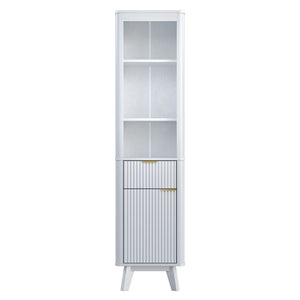 Tall Bathroom Storage Cabinet With Adjustable Shelves And 1 Drawer & Door