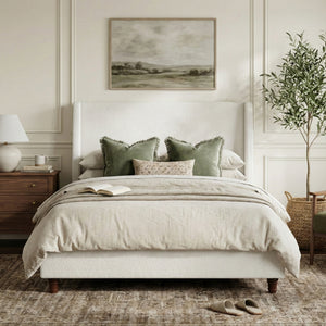 52.7" Tall Wingback Upholstered King Size Platform Bed Frame