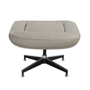 Piran - Twilight Top Grain Leather Accent Chair And Ottoman With Swivel - Gray