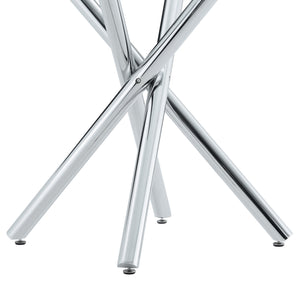 Modern Electroplated Metal Leg Bar Table with Tempered Glass Top