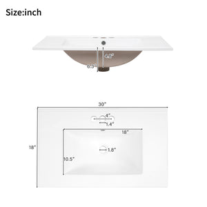 30" Bathroom Vanity with Ceramic Sink and Modern Storage Cabinet