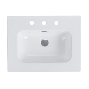 Glossy White Ceramic Integrated Sink