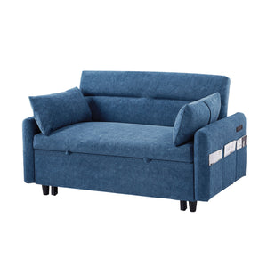 Pull Out Sleep Sofa Bed Loveseats Sofa Couch With Adjsutable Backrest, Storage Pockets, 2 Soft Pillows, USB Ports For Living Room, Bedroom, Apartment, Office