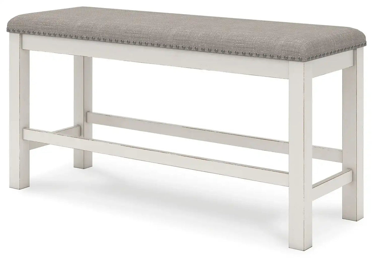 Robbinsdale - Dbl Counter Height Upholstered Dining Bench - Antique White - Best Buy Furniture