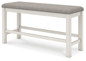 Robbinsdale - Dbl Counter Height Upholstered Dining Bench - Antique White - Best Buy Furniture