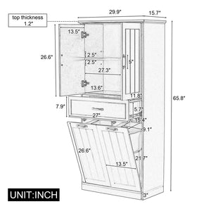 Modern Bathroom Storage Cabinet With Two Laundry Baskets, One Drawer, Adjustable Shelf - Best Buy Furniture