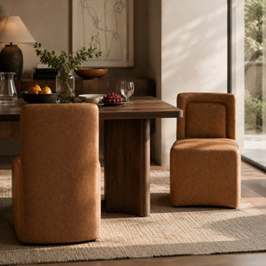 Set of 2 Camel PU Upholstered Dining Chairs
