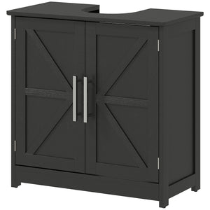 Pedestal Sink Storage Cabinet with 2 Barn Doors and Adjustable Shelf