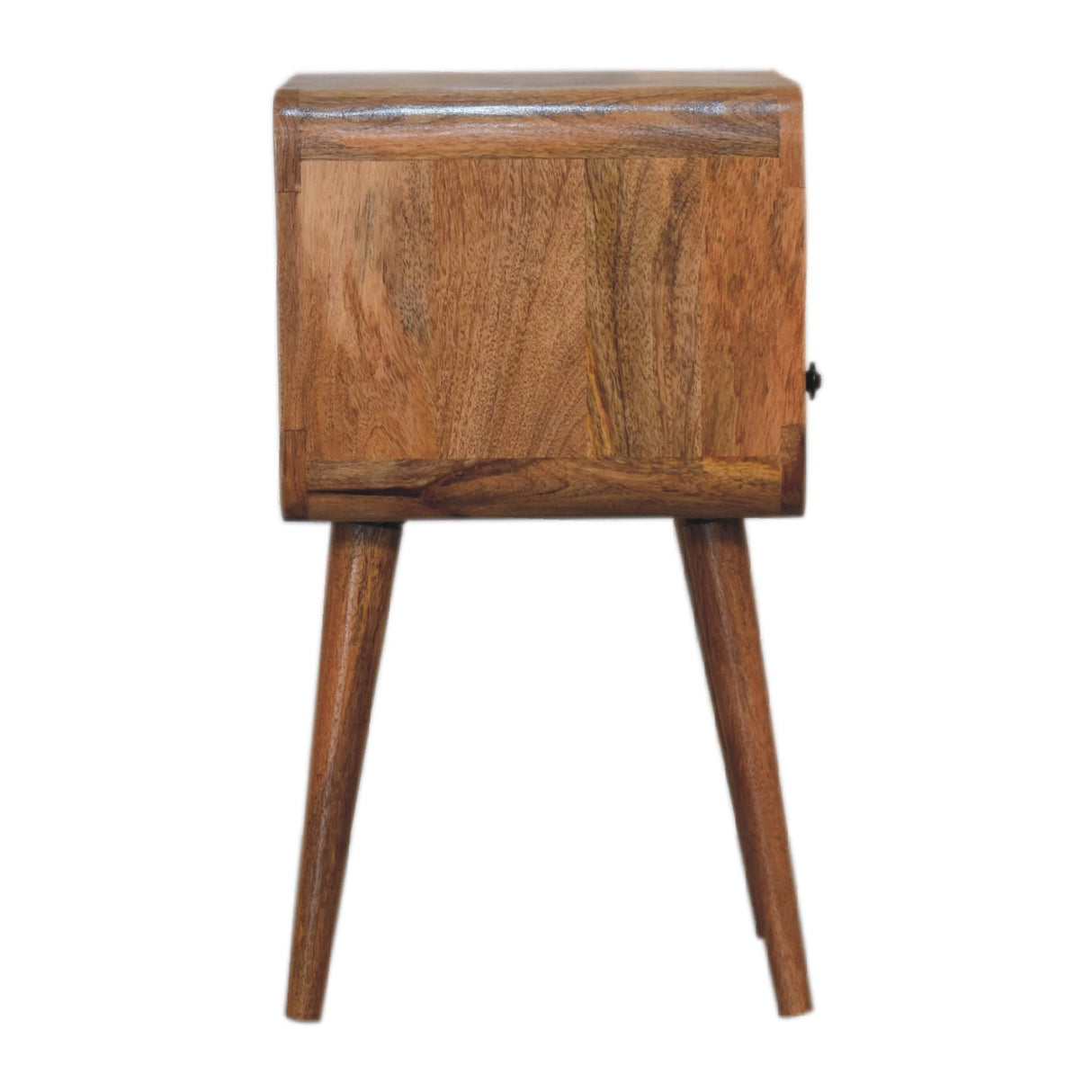 Solid Wood Mini Oak-ish Curve Nightstand, 1-Drawer, 1 Open-Slot