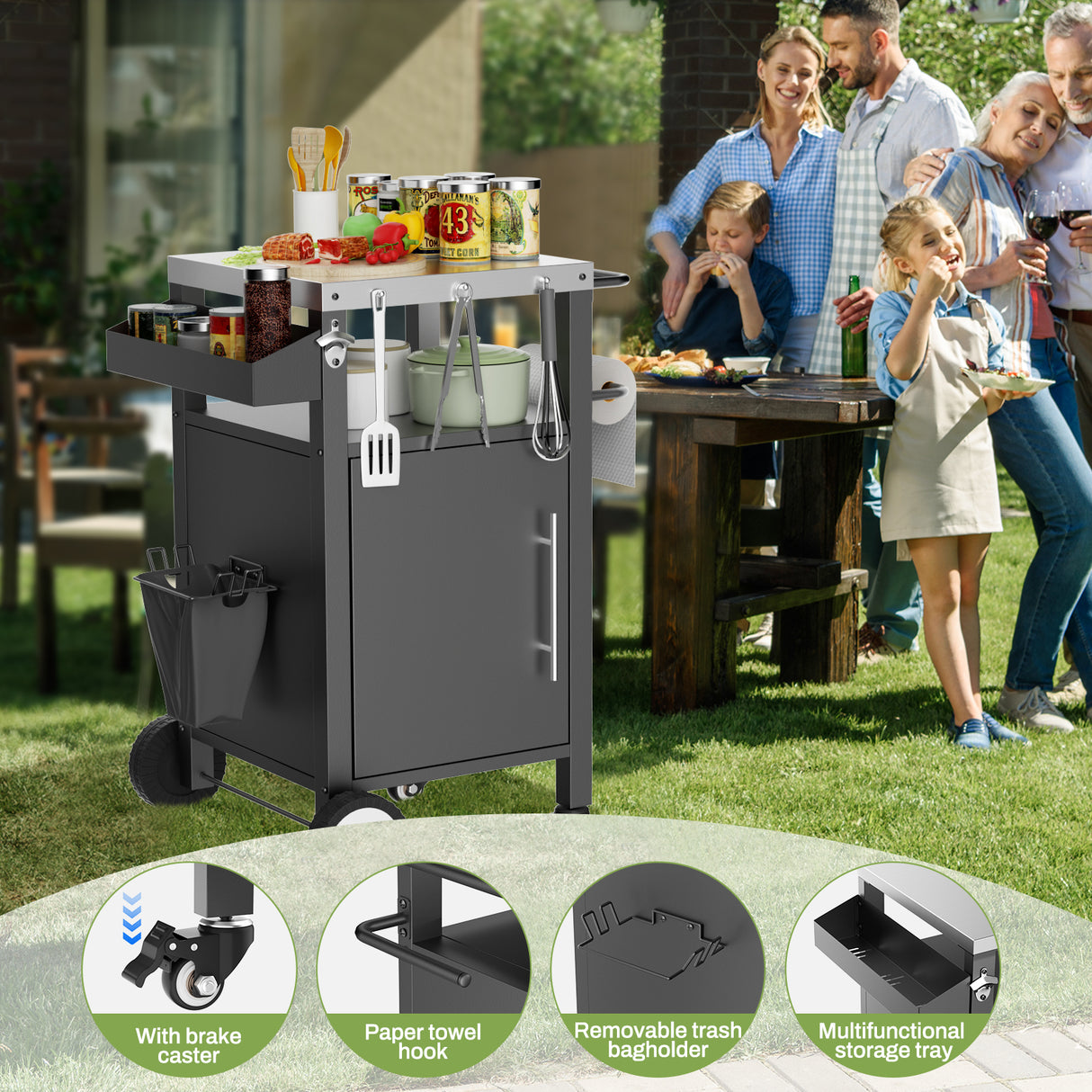 Outdoor Grill Cart with Patio Furniture and Storage