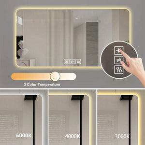 LED Bathroom Mirror With 3 Color Dimmable Backlight
