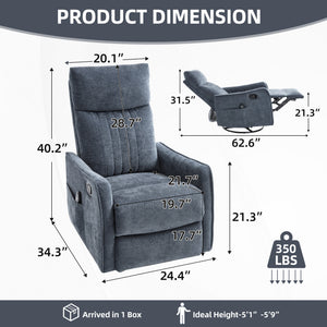Blue Heat Massage Manual Recliner Chair