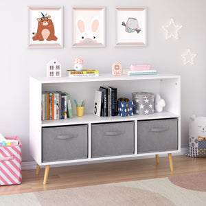 Bookcase With Collapsible Drawers, Book Display Organizer