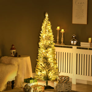 HOMCOM 5' Tall Pre-Lit Slim Noble Fir Artificial Christmas Tree