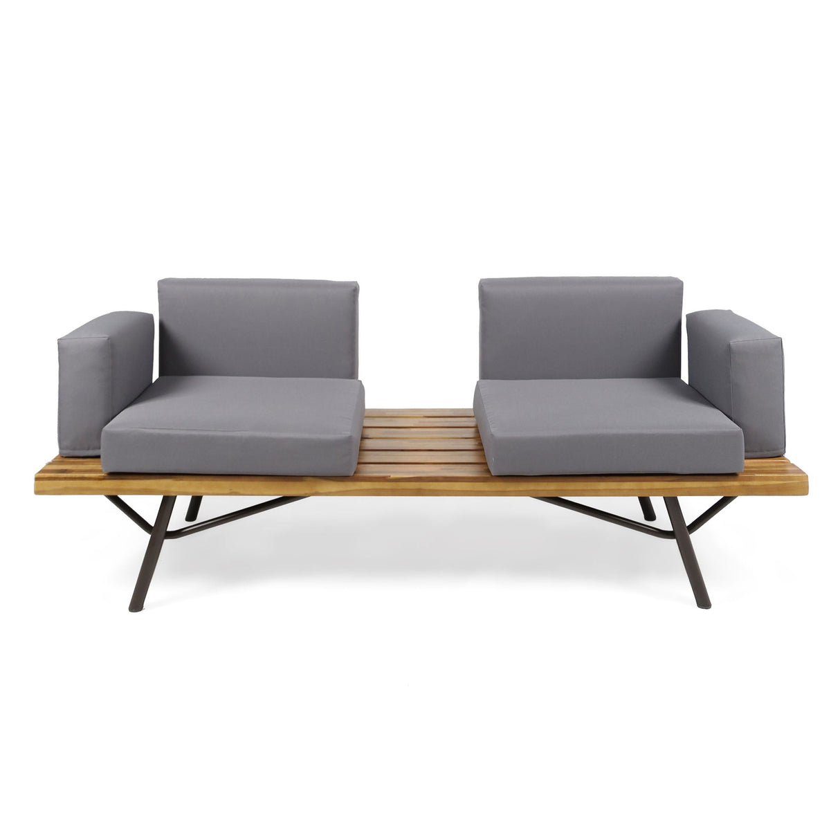 2 Piece Patio Set With Loveseat And Coffee Table - Natural / Dark Gray - Best Buy Furniture