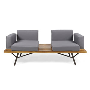 2 Piece Patio Set With Loveseat And Coffee Table - Natural / Dark Gray - Best Buy Furniture
