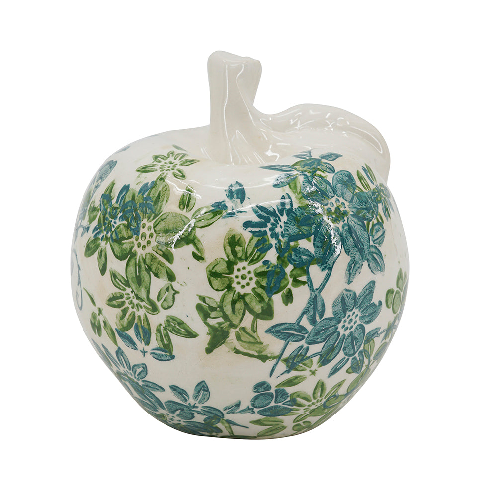 Set of 2 Floral Ceramic Pear and Apple Decor
