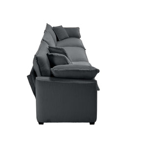 Mid-Century Modern 3 Seater Sectional Sofa With Arm And Throw Pillows