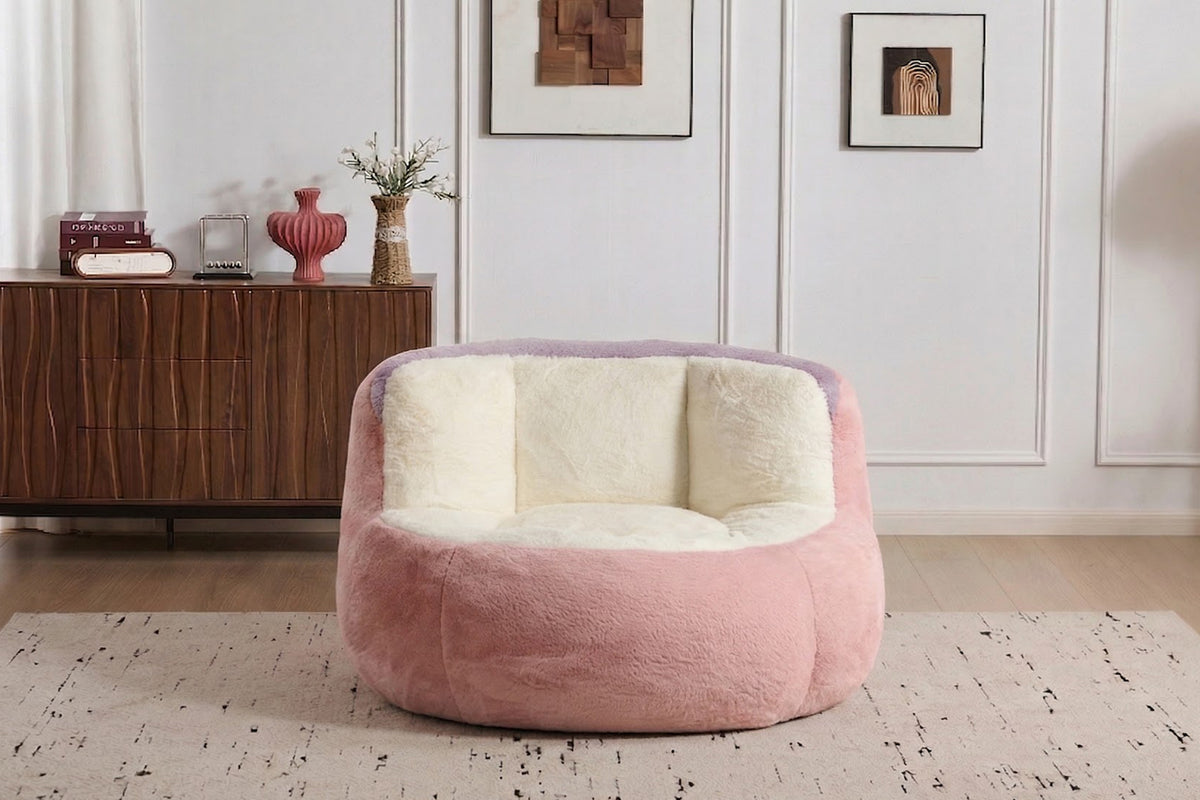 Oversized Multicolor Faux Fur Bean Bag Chair