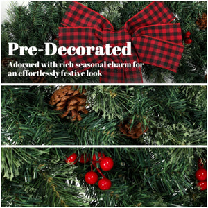 48 Inch Prelit Crestwood Spruce Christmas Wreath with Bow