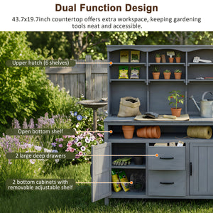 TOPMAX Large Fir Wood Potting Bench