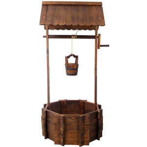 Rustic Wooden Wishing Well Planter