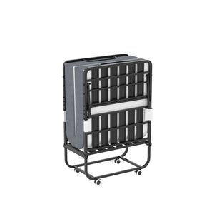 Twin Folding Bed With Memory Foam Mattress, Space Saving Rollaway Guest, On Wheels, Portable For Adults & Guests - Black
