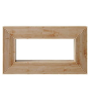 Fluted Console Table, Rectangular Entryway Table With Storage For Living Foyer - Natural Wood