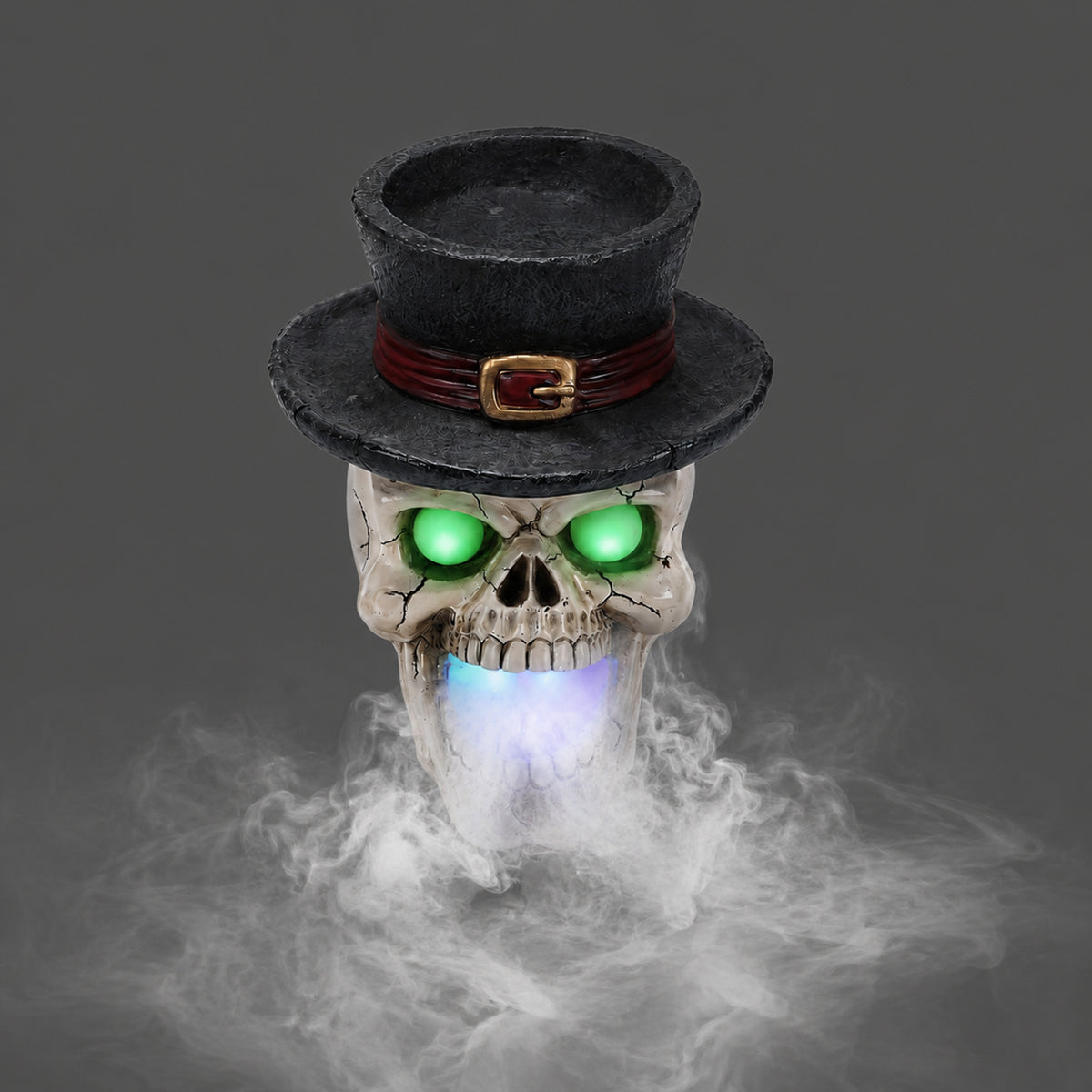 LED Light-Up Skull with Top Hat & Mist Maker