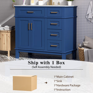 Modern Bathroom Vanity With Ceramic Sink, Soft Close Storage Cabinet